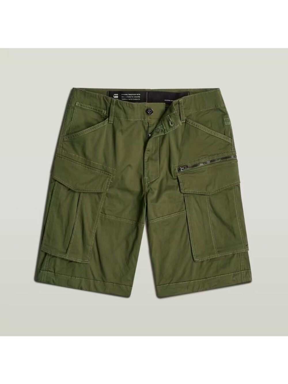 G-Star ROVIC ZIP RELAXED 1/2 Green Premium Twill Military Cargo Shorts Size 31